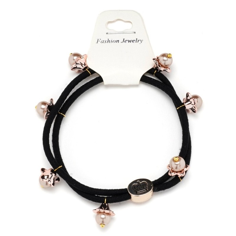 Резинка для волос двойная с бусинками (25567) вариант 05