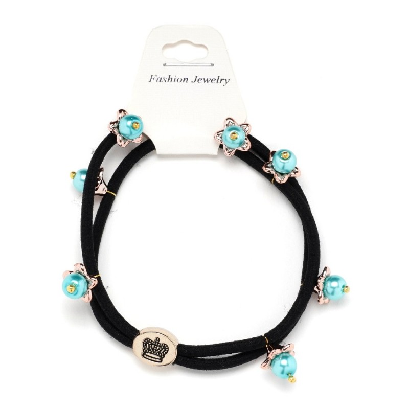 Резинка для волос двойная с бусинками (25567) вариант 07