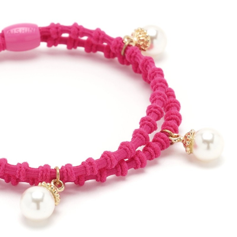 Резинка для волос двойная ребристая с бусинкой (25568) вариант 10