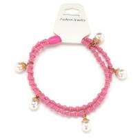 Резинка для волос двойная ребристая с бусинкой (25568) вариант 11