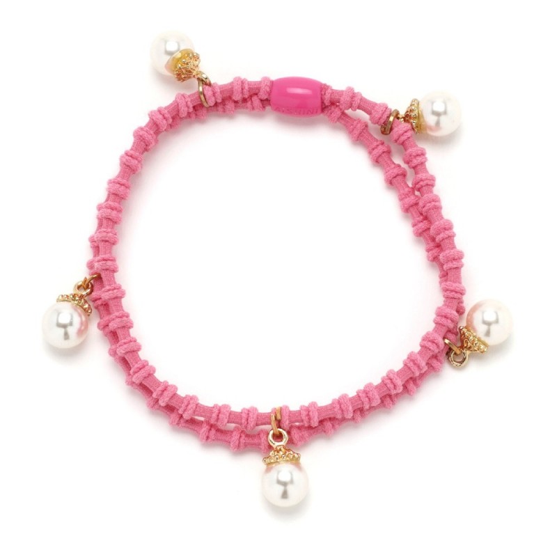 Резинка для волос двойная ребристая с бусинкой (25568) вариант 11