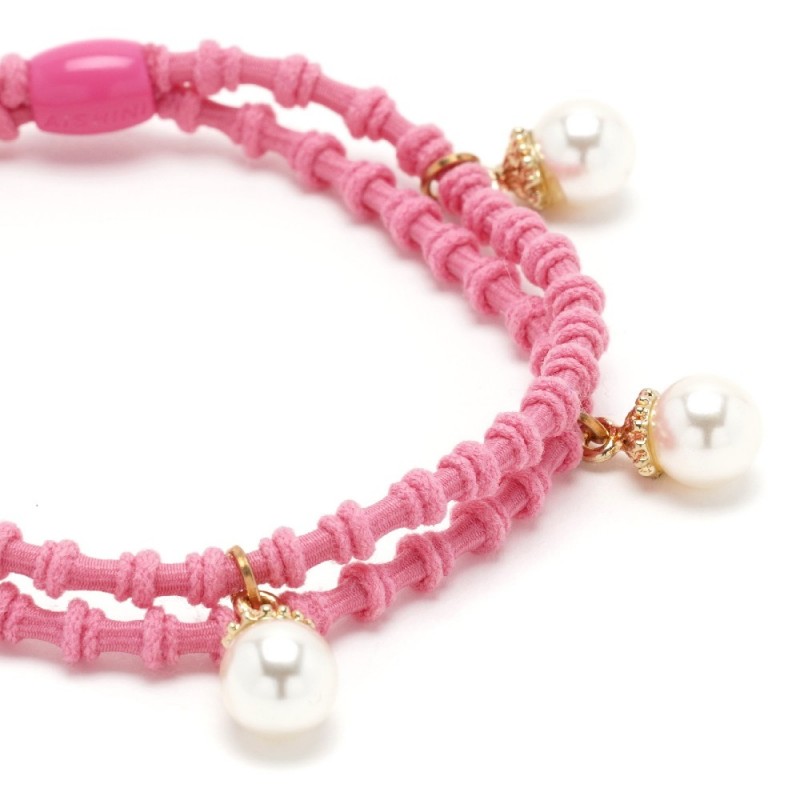 Резинка для волос двойная ребристая с бусинкой (25568) вариант 11