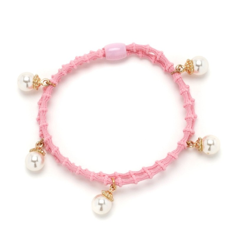 Резинка для волос двойная ребристая с бусинкой (25568) вариант 12