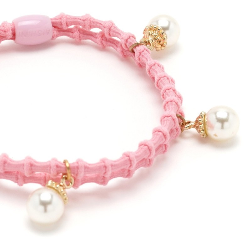 Резинка для волос двойная ребристая с бусинкой (25568) вариант 12