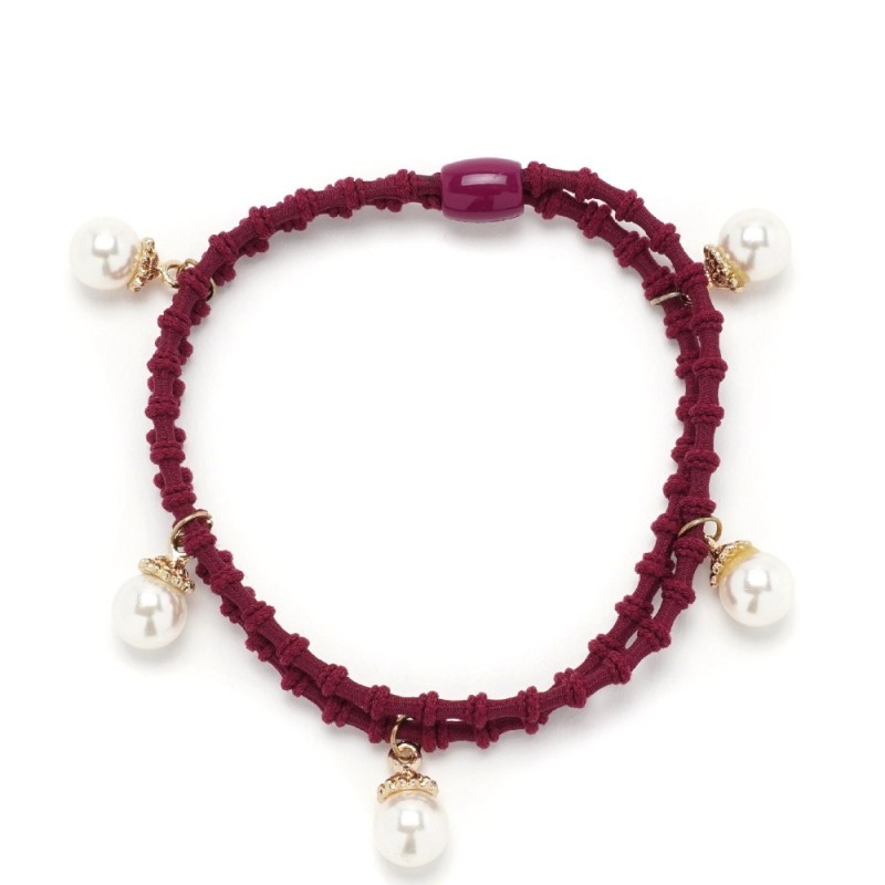 Резинка для волос двойная ребристая с бусинкой (25568) вариант 03