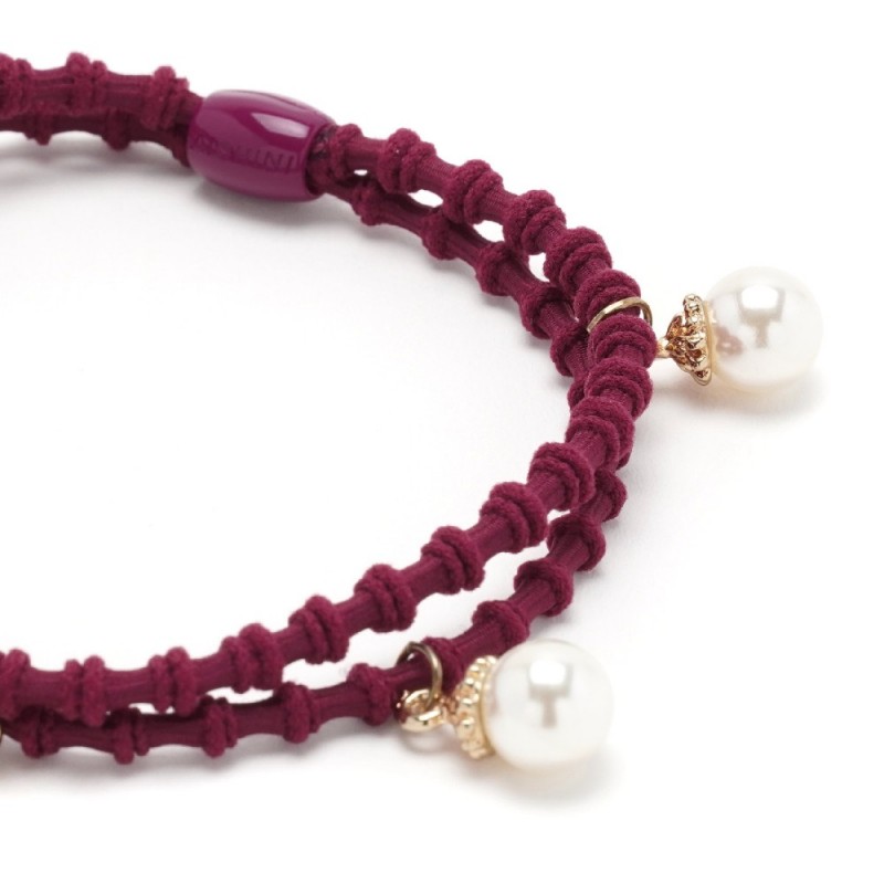 Резинка для волос двойная ребристая с бусинкой (25568) вариант 03