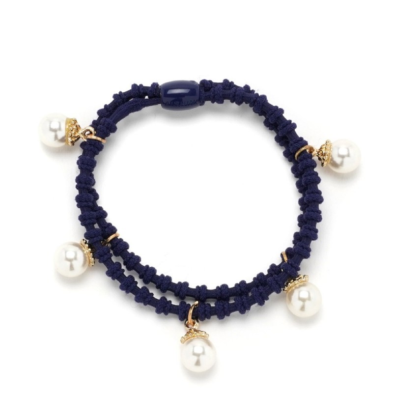 Резинка для волос двойная ребристая с бусинкой (25568) вариант 04