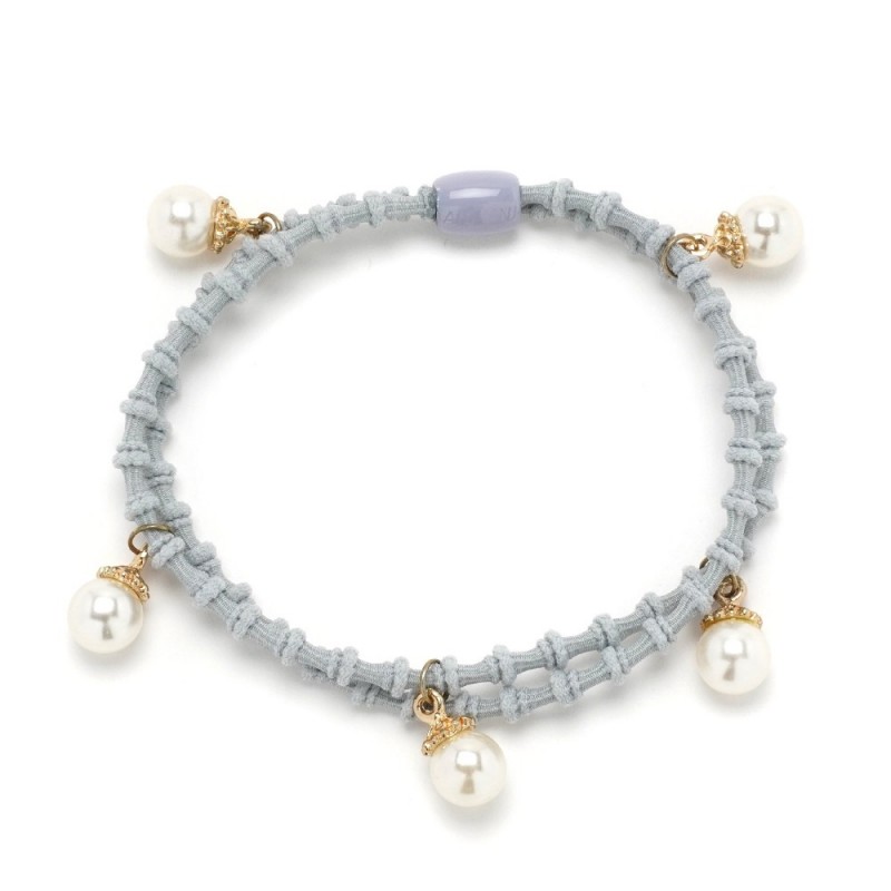 Резинка для волос двойная ребристая с бусинкой (25568) вариант 07