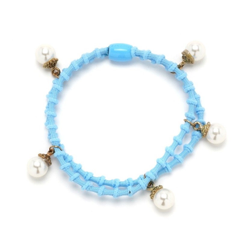 Резинка для волос двойная ребристая с бусинкой (25568) вариант 08