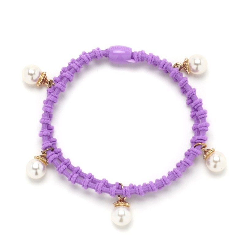 Резинка для волос двойная ребристая с бусинкой (25568) вариант 09