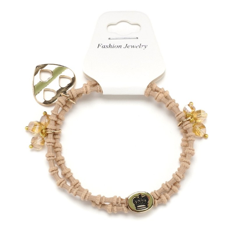 Резинка для волос двойная ребристая с фигурками (25584) вариант 06