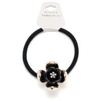 Резинка для волос тонкая с пластиковым цветком (25664) вариант 01