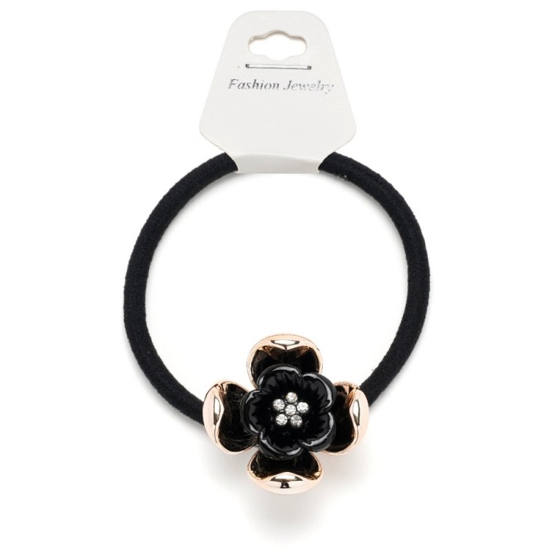 Резинка для волос тонкая с пластиковым цветком (25664) вариант 01