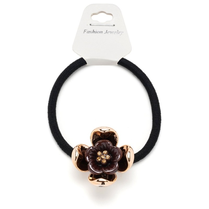 Резинка для волос тонкая с пластиковым цветком (25664) вариант 02