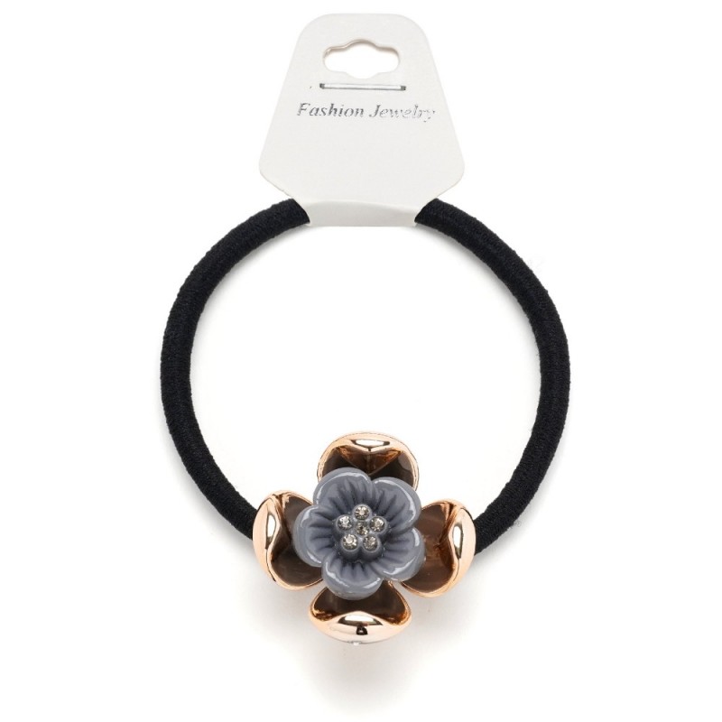 Резинка для волос тонкая с пластиковым цветком (25664) вариант 05