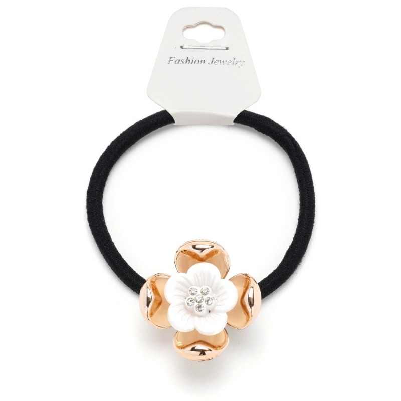 Резинка для волос тонкая с пластиковым цветком (25664) вариант 06