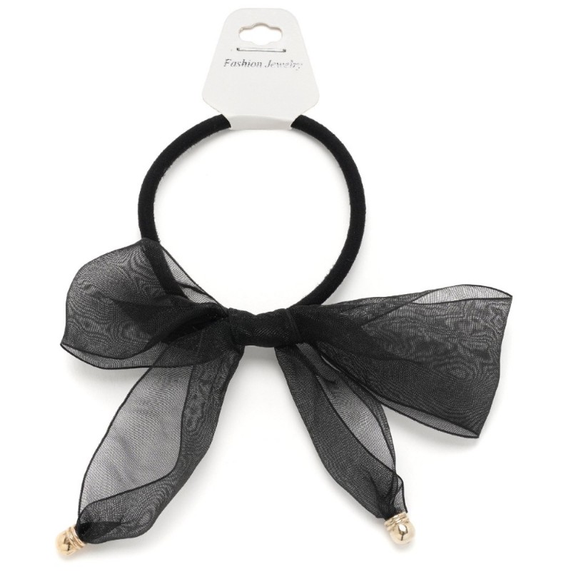 Резинка для волос тонкая с шифоновым бантиком (25665) вариант 01