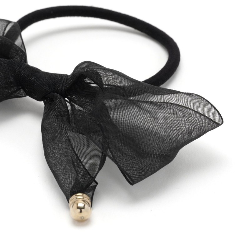 Резинка для волос тонкая с шифоновым бантиком (25665) вариант 01