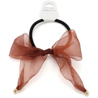 Резинка для волос тонкая с шифоновым бантиком (25665) вариант 02