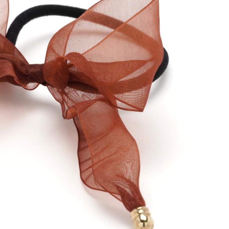 Резинка для волос тонкая с шифоновым бантиком (25665) вариант 02