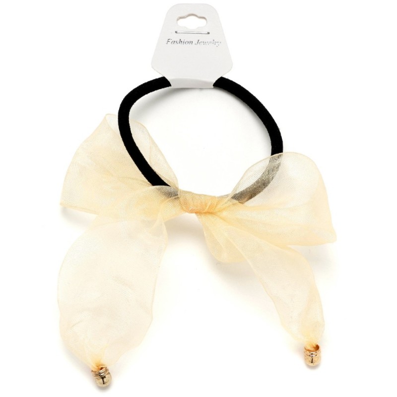 Резинка для волос тонкая с шифоновым бантиком (25665) вариант 04