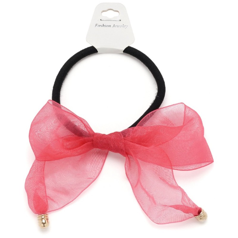 Резинка для волос тонкая с шифоновым бантиком (25665) вариант 07