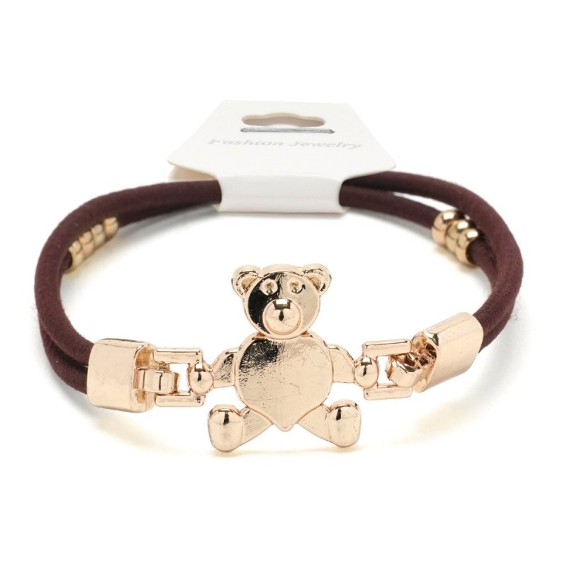 Резинка для волос двойная с фигуркой мишка (25734) вариант 02