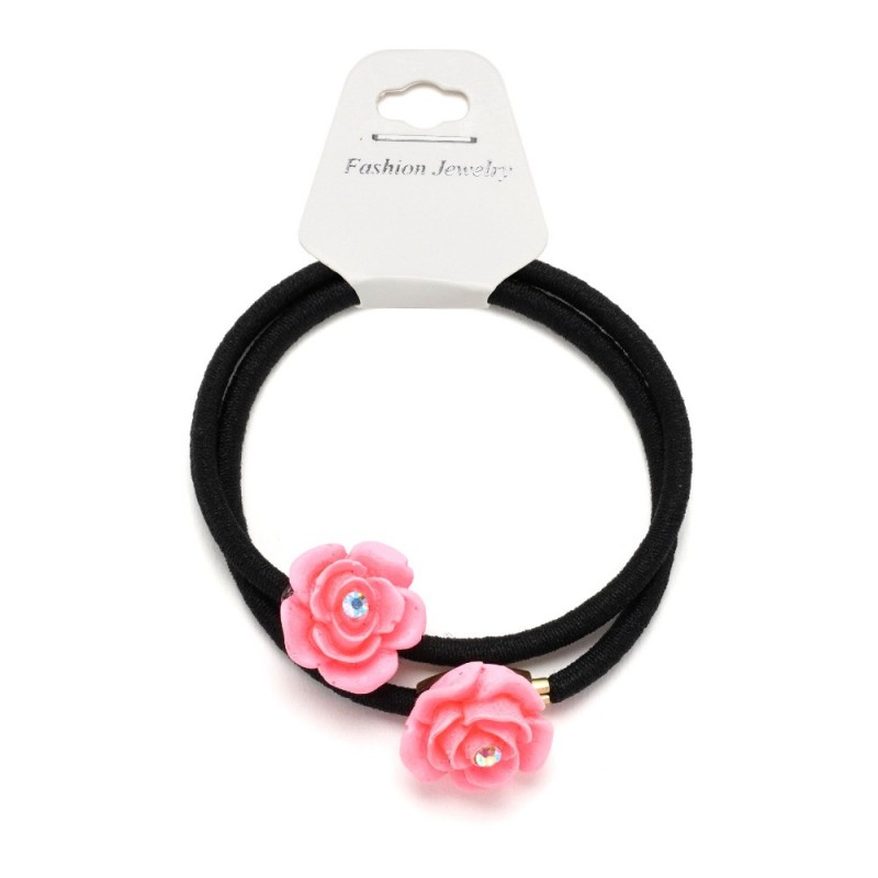 Резинка для волос тонкая с цветком 2шт (25736) вариант 10