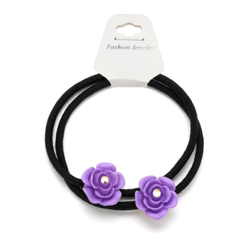 Резинка для волос тонкая с цветком 2шт (25736) вариант 08