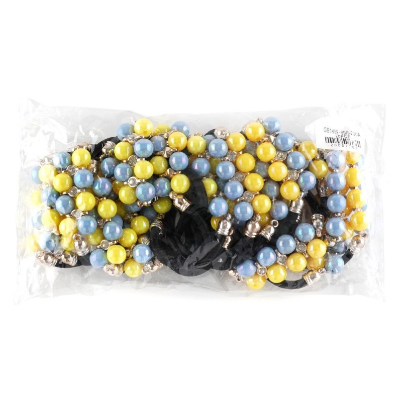 Набор резинок для волос с бусинами сине-желтого цвета (25795)
