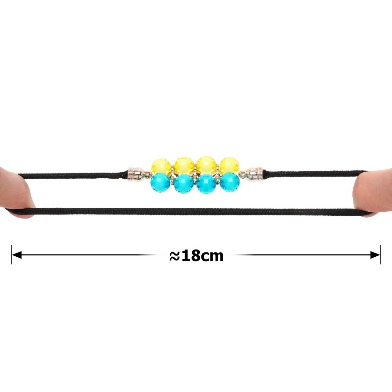 Набор резинок для волос с прозрачными сине-желтыми бусинами (25796)