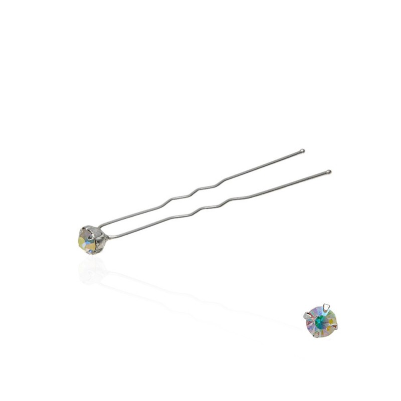 Набор заколок шпилек для волос со стразами хамелеонового цвета (4 лапки) 40шт (10212)