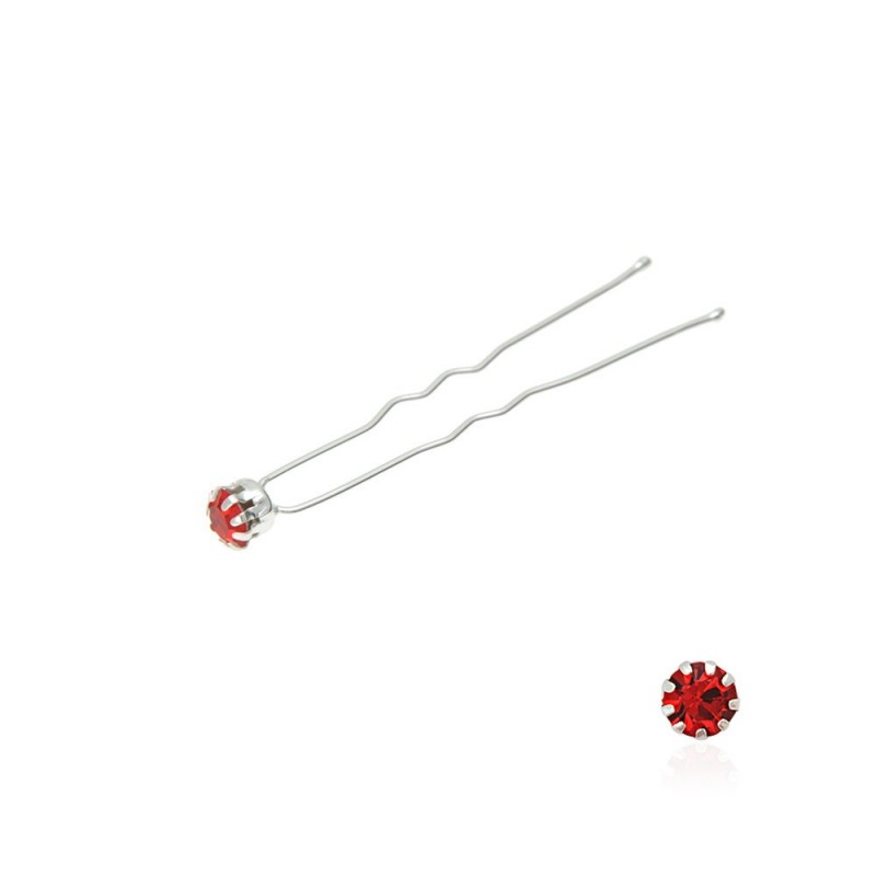 Набор заколок шпилек для волос со стразами красного цвета (9 лапок) 36шт (11181)