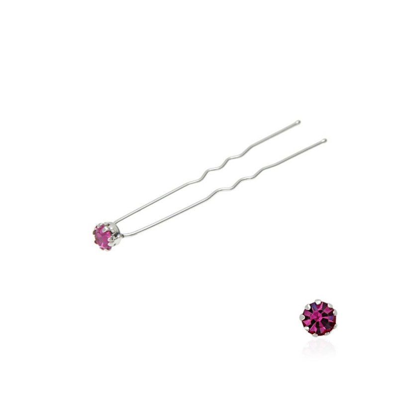 Набор заколок шпилек для волос со стразами розового цвета (9 лапок) 36шт (11182)