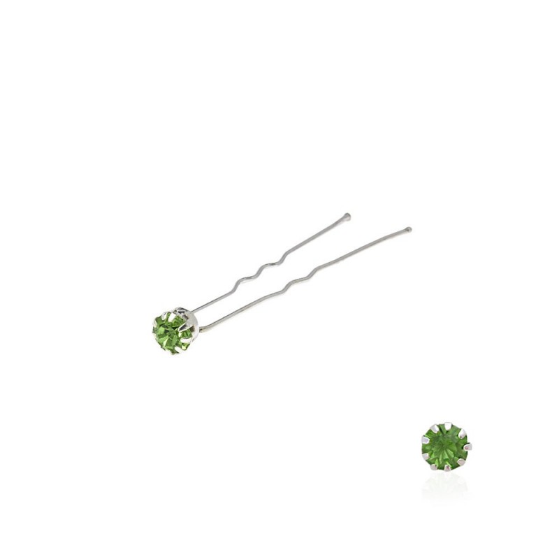 Набор заколок шпилек для волос со стразами зелёного цвета (9 лапок) 36шт (11883)