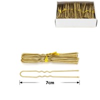Набор заколок-шпилек в коробочке 7см золотистый (10х50шт) (12124)