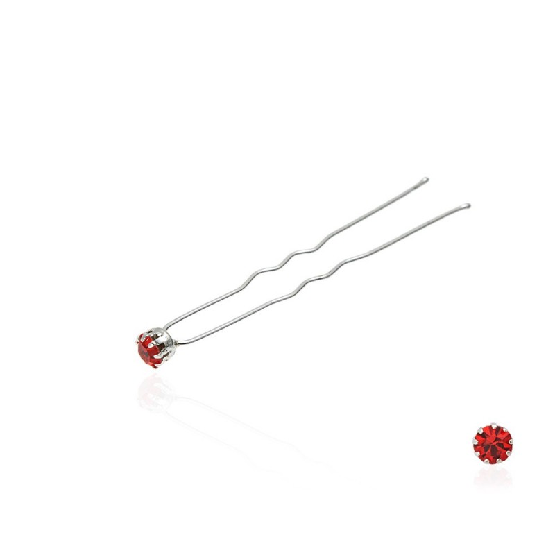 Набор заколок шпилек для волос со стразами красного цвета (9 лапок) 36шт (14432)