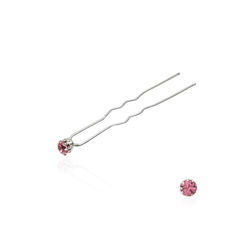 Набор заколок шпилек для волос со стразами розового цвета (9 лапок) 36шт (14433)