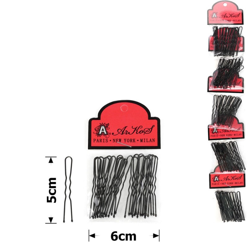 Набор заколок-шпилек на ленте 5см чёрный (5х20шт) (15753)