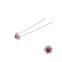 Набор заколок шпилек для волос цветок из страз фиолетового цвета 24шт (3027)