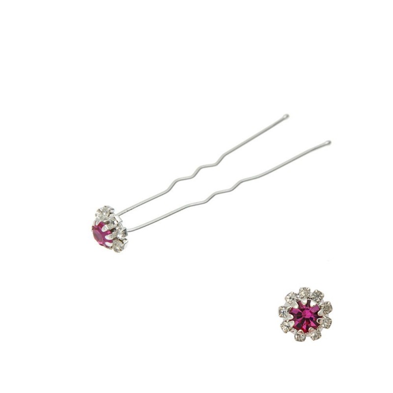 Набор заколок шпилек для волос цветок из страз фиолетового цвета 24шт (3027)