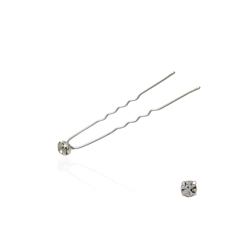 Набор заколок шпилек для волос со стразами белого цвета (4 лапки) 36шт (3083)