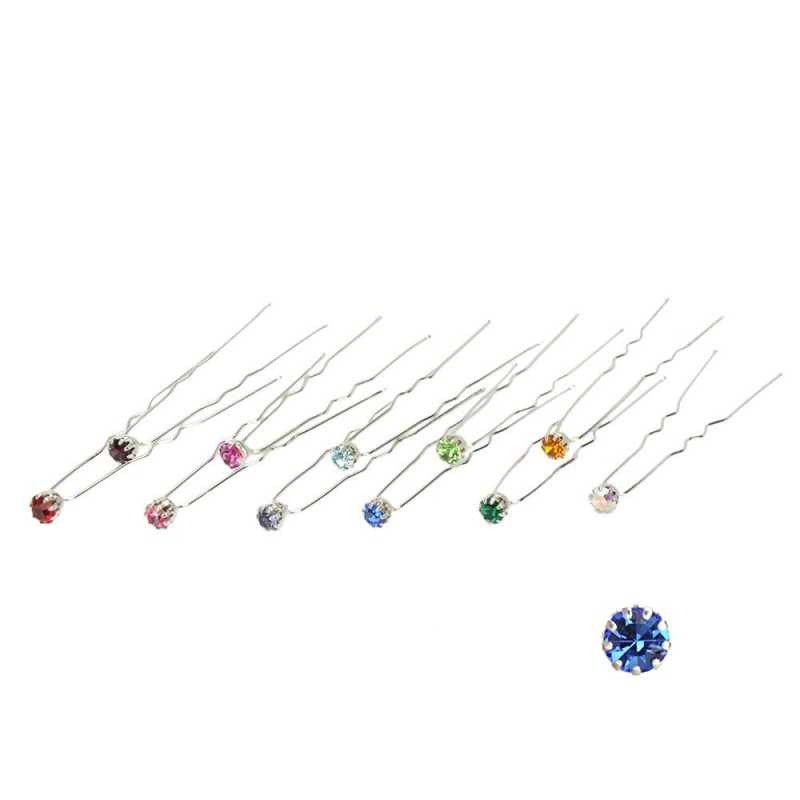 Набор заколок шпилек для волос с разноцветными стразами 36шт (3084)