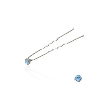 Набор заколок шпилек для волос со стразами голубого цвета (4 лапки) 36шт (4832)