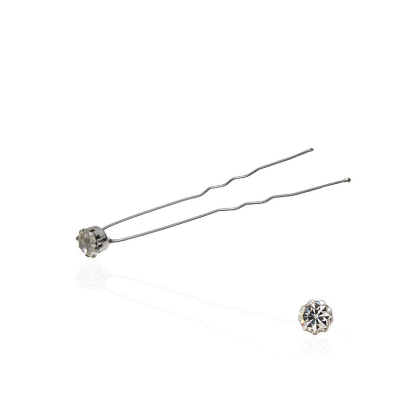 Набор заколок шпилек для волос со стразами белого цвета (9 лапок) 36шт (4833)