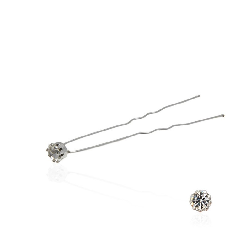 Набор заколок шпилек для волос со стразами белого цвета (9 лапок) 36шт (4842)