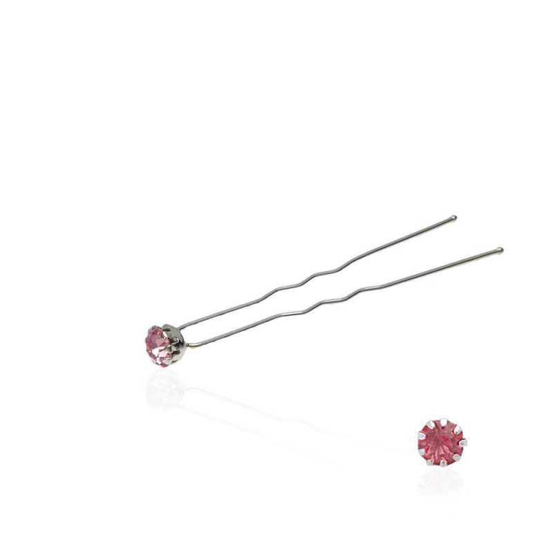 Набор заколок шпилек для волос со стразами розового цвета (9 лапок) 36шт (4845)