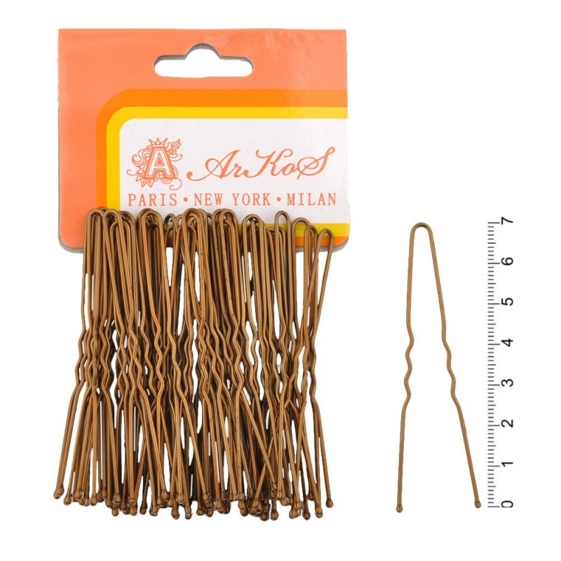 Набор заколок-шпилек в пакете 7см коричневый (6736)