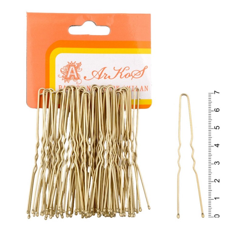 Набор заколок-шпилек в пакете 7см золотистый (6737)