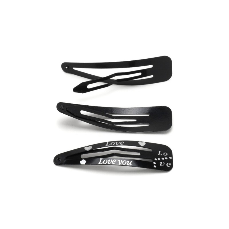 (39-11995) Набор заколок-хлопушек для волос Love You 6.4см